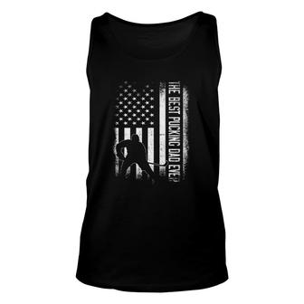 Mens Best Pucking Dad Ever Vintage Usa Flag Hockey Fathers Day Unisex Tank Top - Seseable