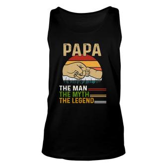 Mens Dad For Fathers Day Man-Myth The Legend Funny Papa Unisex Tank Top - Seseable