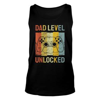 Mens Dad Level Unlocked Soon To Be Father Pregnancy Announcement Unisex Tank Top - Thegiftio UK