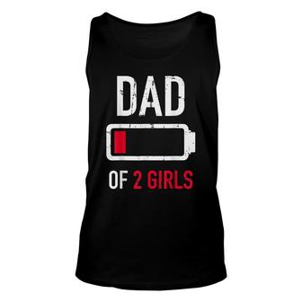 Mens Dad Of 2 Two Girls Low Battery Gift For Fathers Day Unisex Tank Top - Thegiftio UK