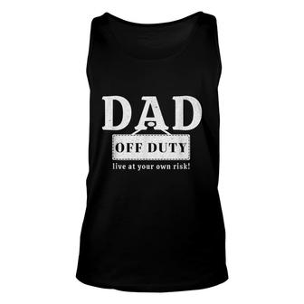 Mens Dad Off Duty Funny Sarcastic Tired Parenting Father Unisex Tank Top - Thegiftio UK