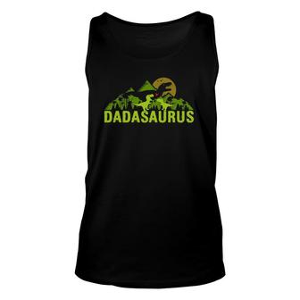 Mens Dada Saurus 2 Kids Dad Dinosaur Xmas Dadasaurus Fathers Day Unisex Tank Top - Seseable