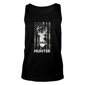 Mens Deer Hunter Dad Fathers Day Hunting American Flag Camo Papa Unisex Tank Top - Seseable