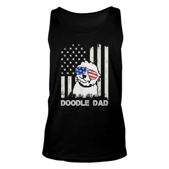 Mens Doodle Dad Us Flag Goldendoodle Dog Dad 4Th Of July Unisex Tank Top - Seseable