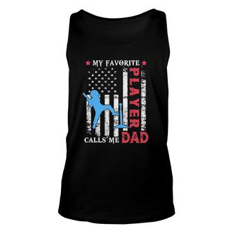 Mens Favorite Tee Ball Player Calls Me Dad Usa Flag Fathers Day Unisex Tank Top - Seseable