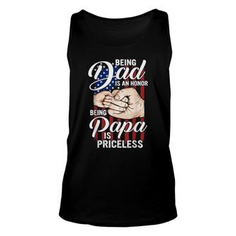 Mens Fist Bump Being Dad Is An Honor Being Papa Is Priceless Gift Unisex Tank Top - Thegiftio UK