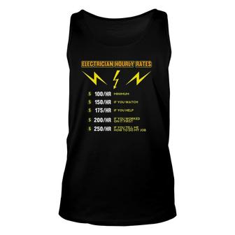 Mens Funny Electrician Hourly Rate Unisex Tank Top | Mazezy