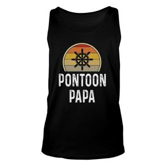 Mens Funny Pontoon Papa Boat Owner Gifts Grandpa Dad Retro Unisex Tank Top - Seseable