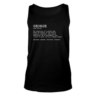 Mens George Name Definition Funny Unisex Tank Top | Mazezy