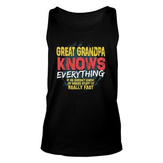 Mens Great Grandpa Knows Everything Great Grandpa Fathers Day Unisex Tank Top - Seseable