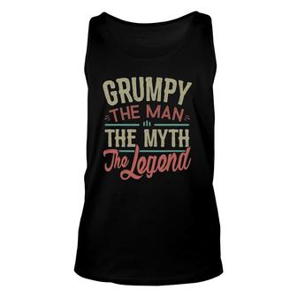 Mens Grumpy Man Myth Legend For Men Funny Fathers Day Grumpy Unisex Tank Top - Seseable