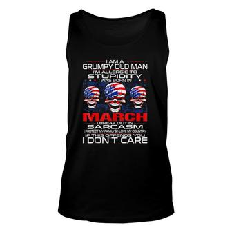 Mens Grumpy Old Man Allergic To Stupidity Born In March Unisex Tank Top - Seseable
