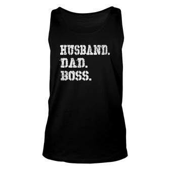 Mens Husband Dad Boss Funny Fathers Day Gift Tee Unisex Tank Top - Seseable