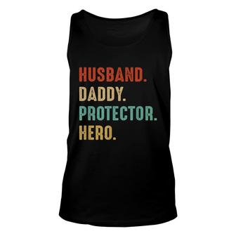 Mens Husband Daddy Protector Hero Dad Father Funny Fathers Day Unisex Tank Top - Thegiftio UK