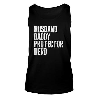 Mens Husband Daddy Protector Hero Fathers Day Gif Unisex Tank Top - Seseable