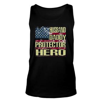 Mens Husband Daddy Protector Hero Fathers Day Gift Unisex Tank Top - Seseable