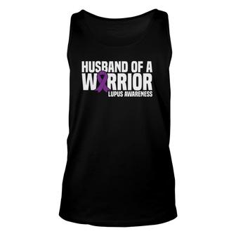 Mens Husband Of A Warrior Purple Ribbon Lupus Awareness Unisex Tank Top - Seseable