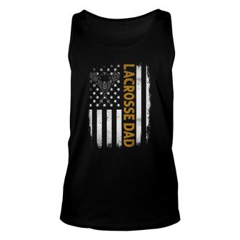 Mens Lacrosse Dadamerican Flag 4Th Of July Fathers Day Unisex Tank Top - Seseable