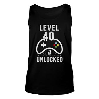 Mens Level 40 Unlocked Video Game 40Th Birthday Gift Unisex Tank Top - Seseable