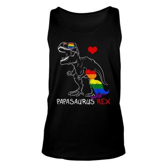 Mens Lgbt Papasaurus Daddy Rex Gay Pride Proud Dad Fathers Day Unisex Tank Top - Seseable