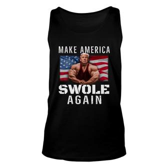Mens Make America Swole Again Funny Trump Lifting Unisex Tank Top - Monsterry