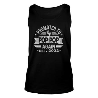 Mens Mens Promoted To Grandpa Again 2022 Dad Papa Pops Pop Retro Unisex Tank Top | Seseable UK