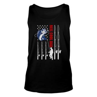 Mens Mens Vintage Fishing Dad Usa Flag Reel Cool Dad Fathers Day Unisex Tank Top - Seseable