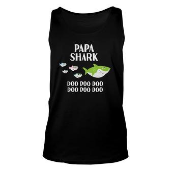 Mens Papa Shark Doo Doo Papa Gifts For Grandpa Fathers Day Unisex Tank Top - Seseable