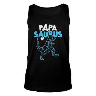 Mens Papasaurus Trex Dinosaur Fathers And Grandparents Day Unisex Tank Top - Seseable