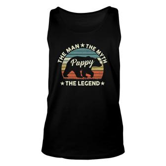 Mens Pappy Bear Gift For Fathers Day The Man Myth Legend Unisex Tank Top - Seseable