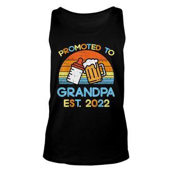 Mens Promoted To Grandpa 2022 Baby Bottle Retro Pregnancy Men Unisex Tank Top - Seseable