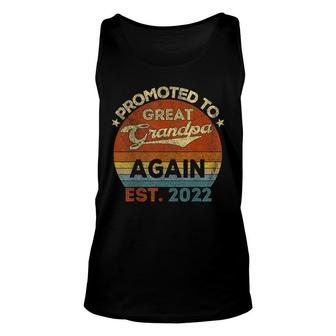 Mens Promoted To Great Grandpa Again 2022 Paw Paw Papa Pops Pop Unisex Tank Top | Seseable UK