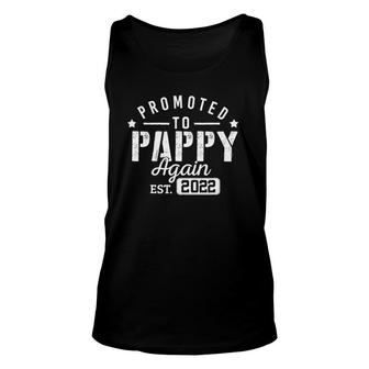 Mens Promoted To Pappy Again 2022 New Dad Soon To Be Grandpa Papa Unisex Tank Top - Seseable