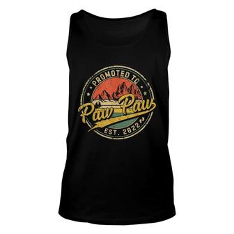Mens Promoted To Paw Paw Est 2022 Retro New Grandpa First Grandpa Unisex Tank Top - Seseable