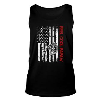 Mens Reel Cool Papaw Vintage Flag Fishing Fathers Day Unisex Tank Top - Seseable