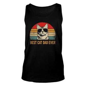 Mens Retro Best Cat Dad Ever Funny Cat Lover Dad Fathers Day Unisex Tank Top - Seseable