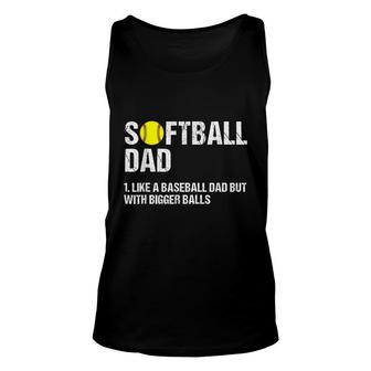 Mens Softball Dad Just Like A Baseball Dad But With Bigger Balls Unisex Tank Top - Seseable