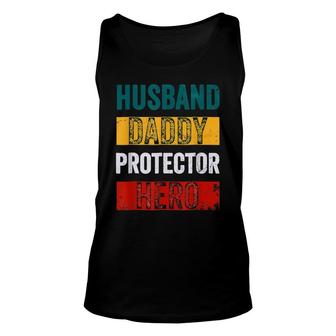 Mens Strong Husband Daddy Protector Hero Funny Fathers Day Unisex Tank Top - Thegiftio UK
