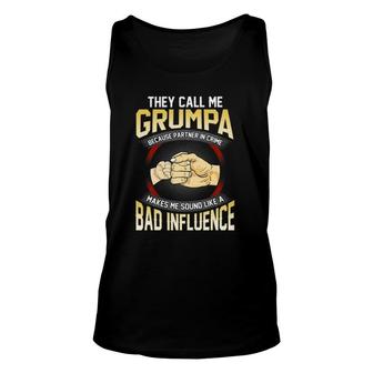 Mens They Call Me Grumpa Because Partner In Crime Fathers Day Unisex Tank Top - Seseable