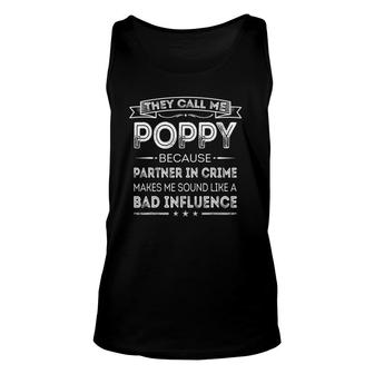 Mens They Call Me Poppy Because Partner In Crime Fathers Day Unisex Tank Top - Seseable