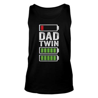 Mens Tired Dad Funny Dad Twins Full & Low Charge Battery Father Unisex Tank Top - Thegiftio UK