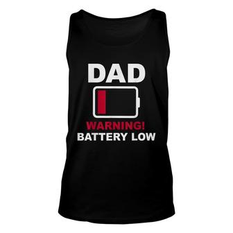 Mens Tired Dad Low Battery Funny Tired Fathers Day Gift Unisex Tank Top - Thegiftio UK