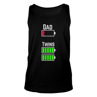 Mens Tired Twin Dad Low Battery Charge Meme Image Funny Unisex Tank Top - Thegiftio UK