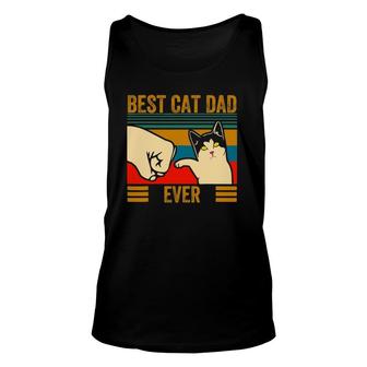 Mens Vintage Best Cat Dad Ever Men Bump Fit Fathers Day Unisex Tank Top - Seseable