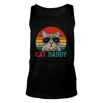 Mens Vintage Cat Daddy Best Cat Dad Ever Meowica Dad Fathers Day Unisex Tank Top - Seseable