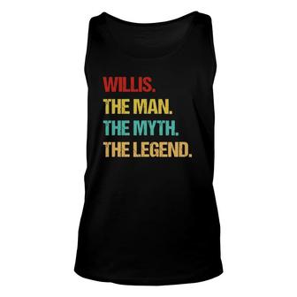Mens Willis The Man The Myth The Legend Unisex Tank Top | Mazezy