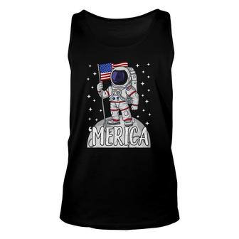 Merica 4Th Of July American Flag Patriotic Space Astronaut Unisex Tank Top - Seseable