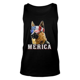 Merica German Shepherd Dog 4Th Of July American Flag Bandana Unisex Tank Top - Seseable