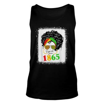Messy Bun Free Ish Since 1865 Black Queen Juneteenth Afro Unisex Tank Top - Thegiftio UK