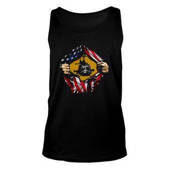 Military Helicopter Uh-1 Huey In Heart Hands Ripping Open Us American Flag Unisex Tank Top - Seseable